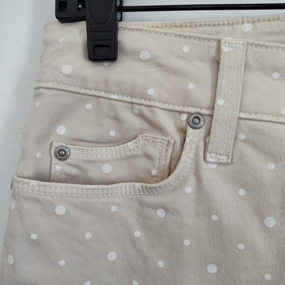 Ladies Petite SZ 4P NYDJ Beige Polka-Dot Ankle Pant - Picture 3 of 6